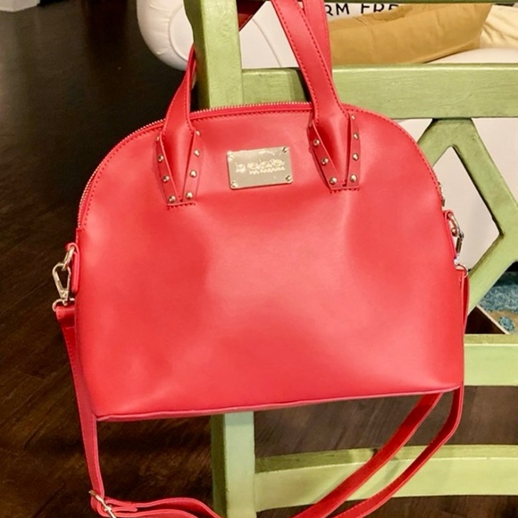 Vibrant Red Bebe Clairee Dome Satchel Bag *see description* - Picture 2 of 10